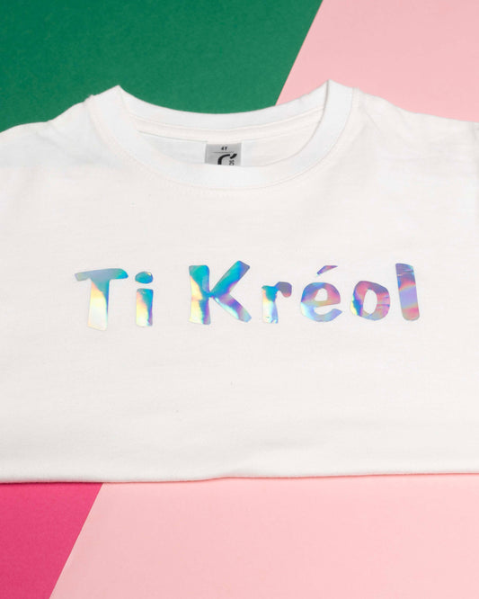 T-shirt blanc logo irisé – Ti Kréol